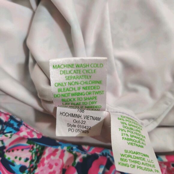 Lilly Pulitzer Girls One Piece Swimsuit Size 12 Zita Oyster Bay Navy Multi - Picture 7 of 7